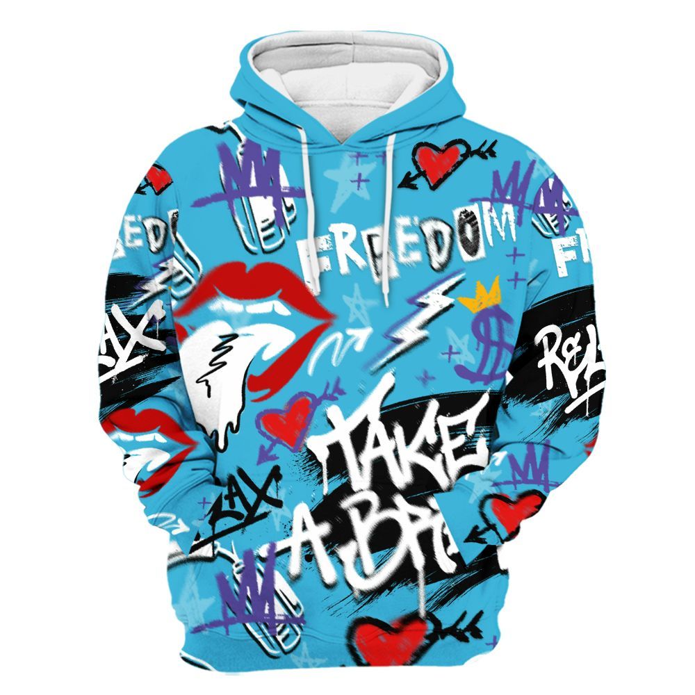 Hoodie To Match Retro Aqua 6s - Take Break Freedom Graffiti Streetwear All Over Print