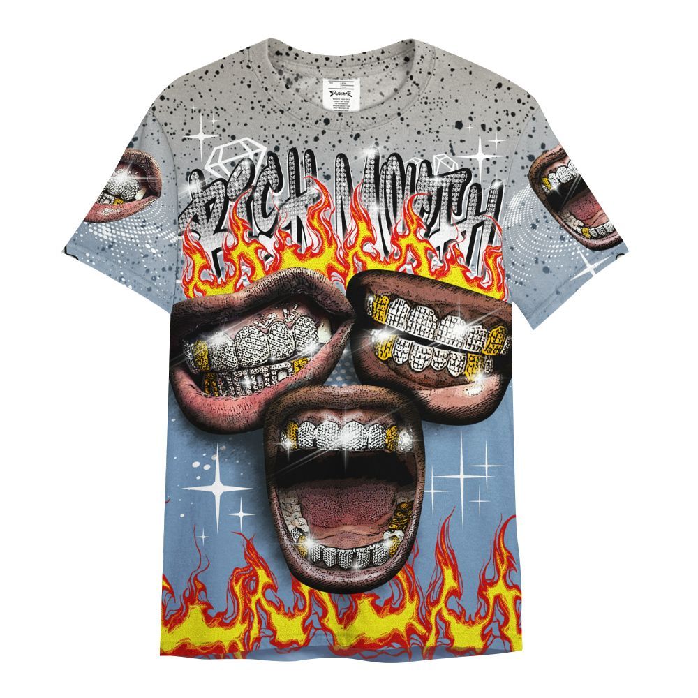 Shirt To Match University Blue 4s - Rich Mouth Fire Rap Retro 90s All Over Print