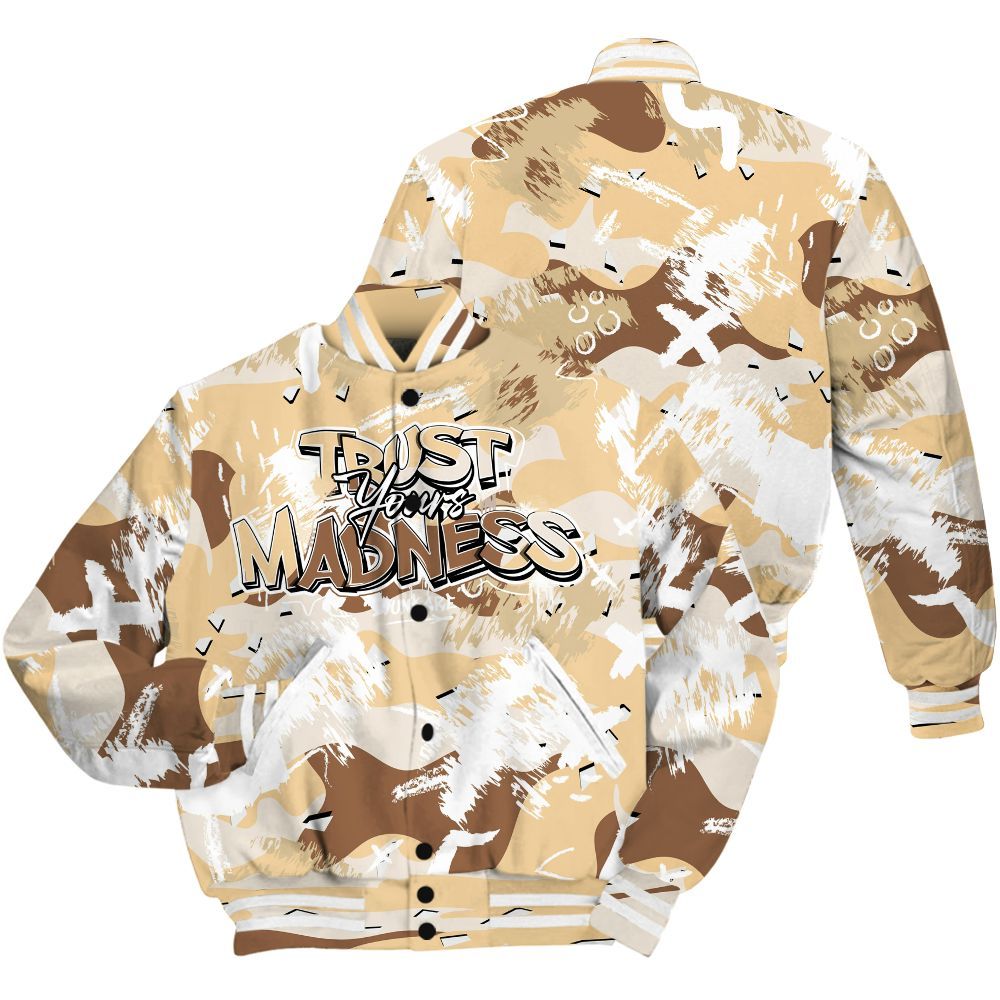 Varsity Jacket To Match Desert Camo 3s - Trust Your Madness Retro All Over Print