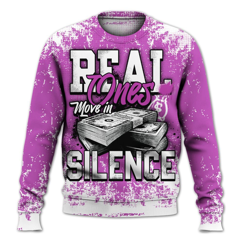 Sweatshirt To Match Hyper Violet 4s - Move In Silence Money Street Retro All Over Print