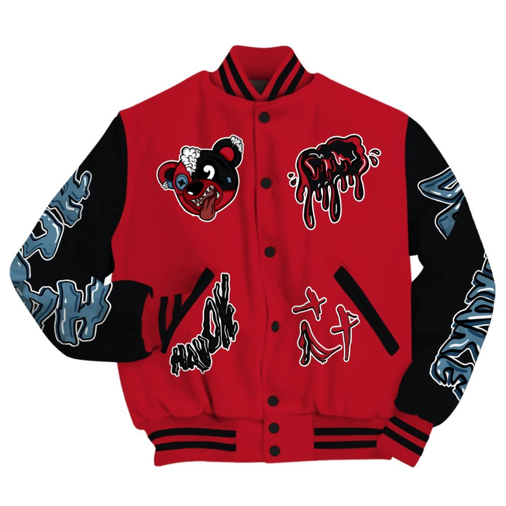 Varsity Jacket To Match Retro Raging Bull 5s - Havok Bear All Over Print