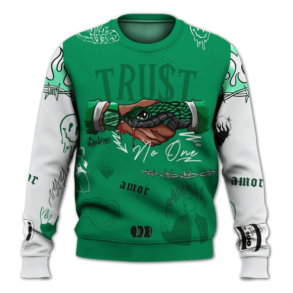 Sweatshirt To Match Mid Lucky Green 1s - Snake Trust No One All Over Print