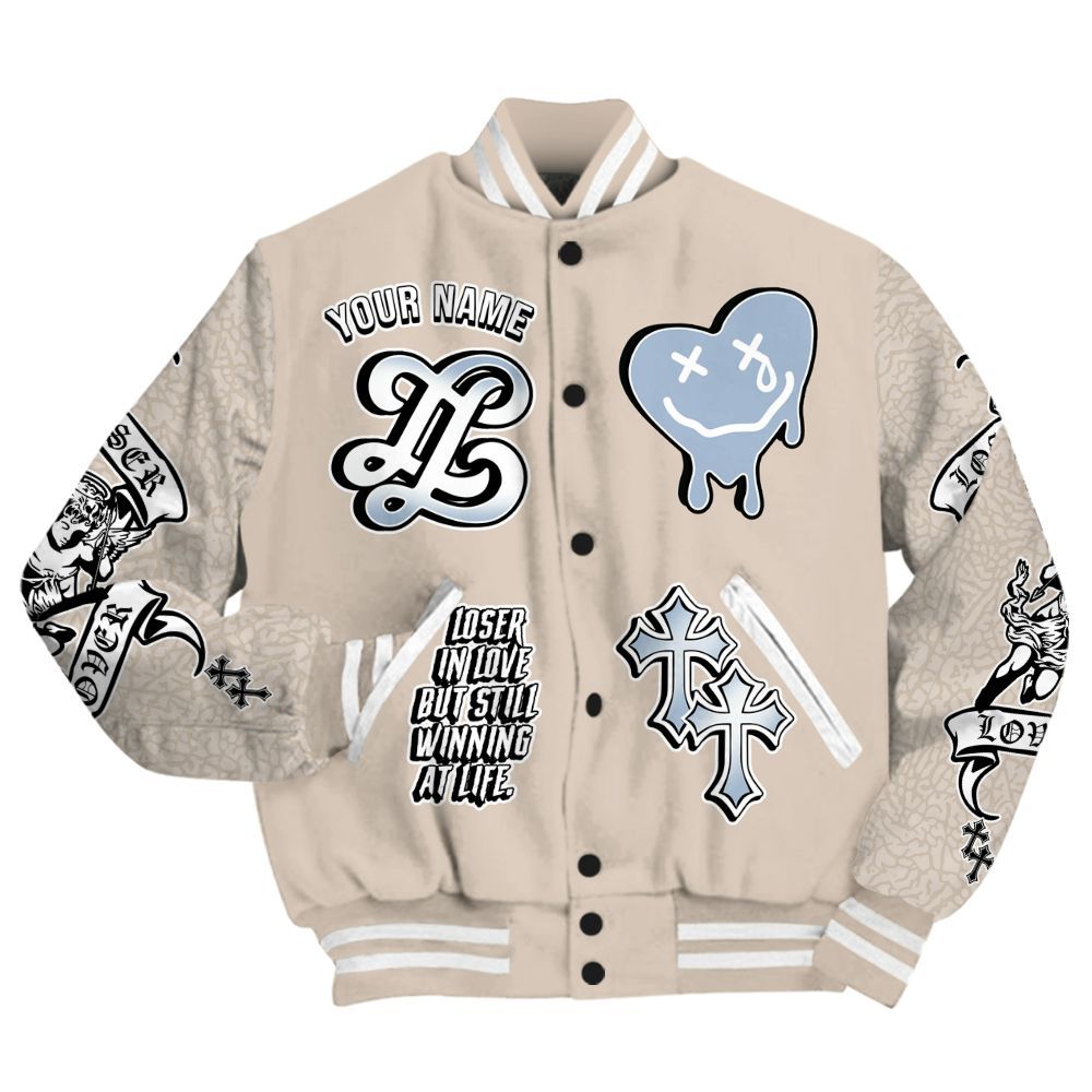 Varsity Jacket To Match Desert Sand 3s - Loser Lover All Over Print