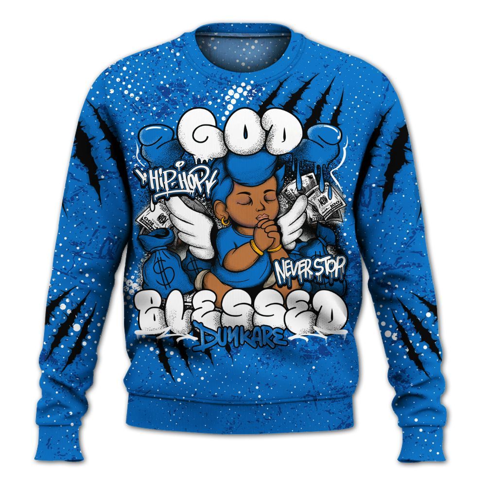 Sweatshirt To Match Blueberry 12s - God Blessed All Over Print