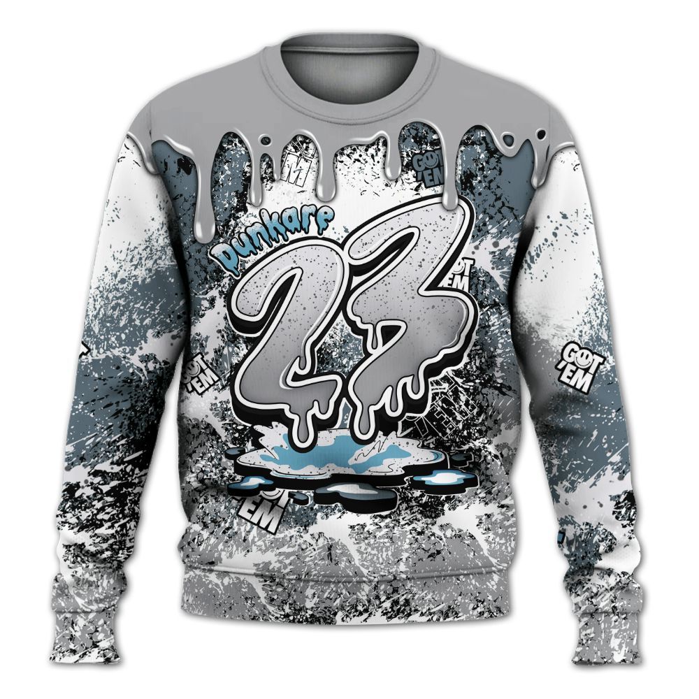 Sweatshirt To Match Retro Light Graphite Wolf Grey 5s - Dripping 23 Drip All Over Print