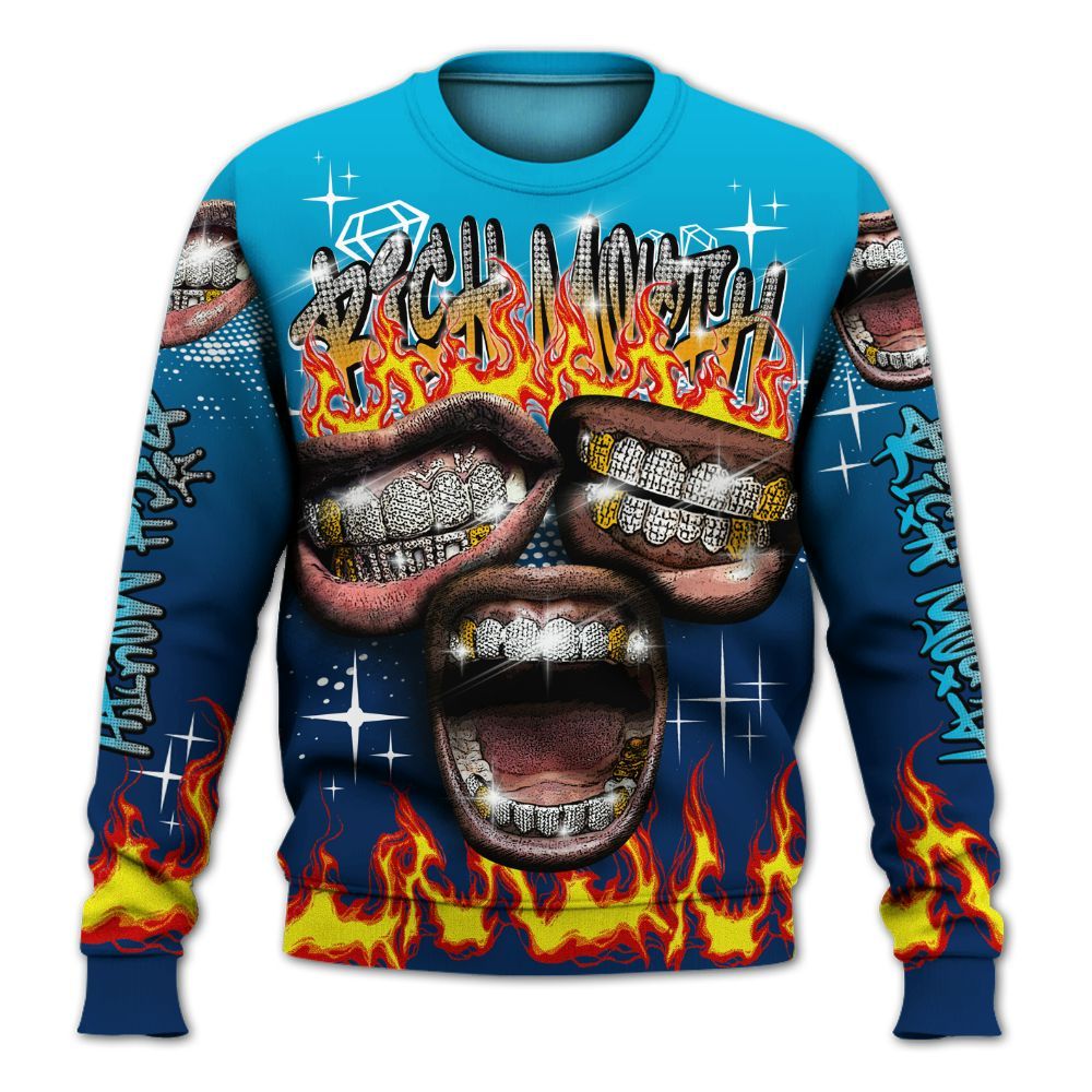 Sweatshirt To Match Dunk Low GS Electric Algae - Rich Mouth Fire Rap Retro 90s All Over Print