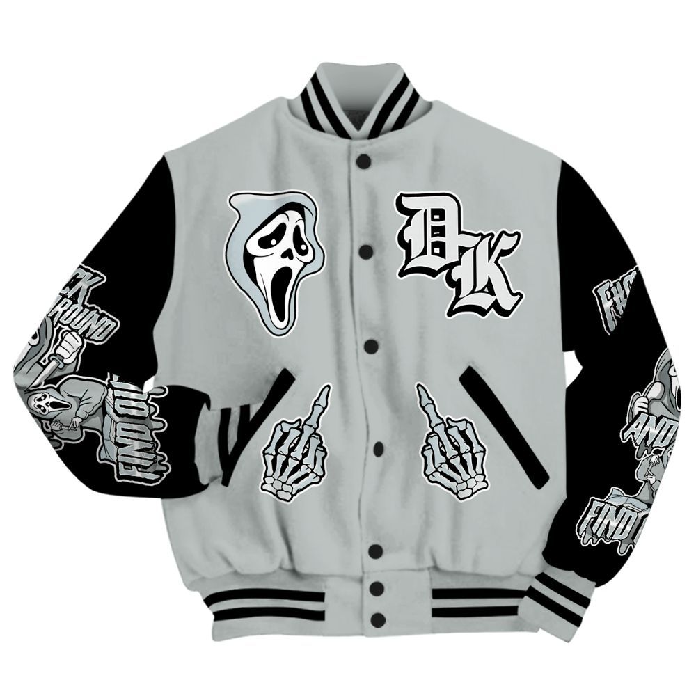 Varsity Jacket To Match Black Wolf Grey 12s - F#CK And Find Out Graphic All Over Print