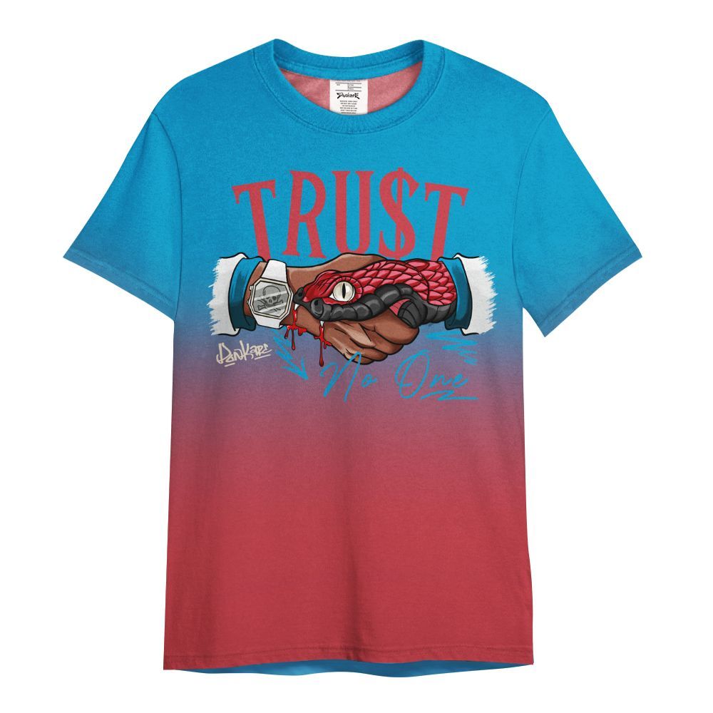 Shirt To Match High OG University Red Dark Powder Blue 1s - Snake Trust No One Drip All Over Print
