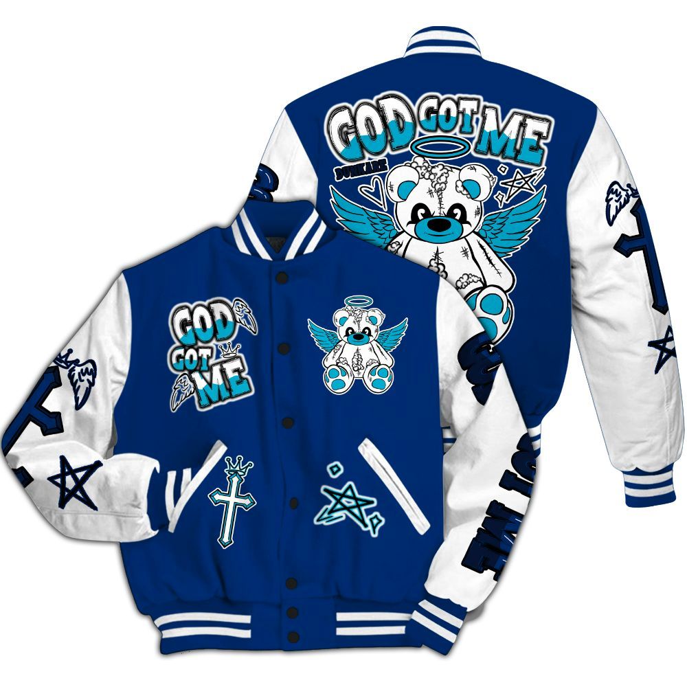 Varsity Jacket To Match Kobe 5 X-Ray - Gods Guides Me Bear All Over Print