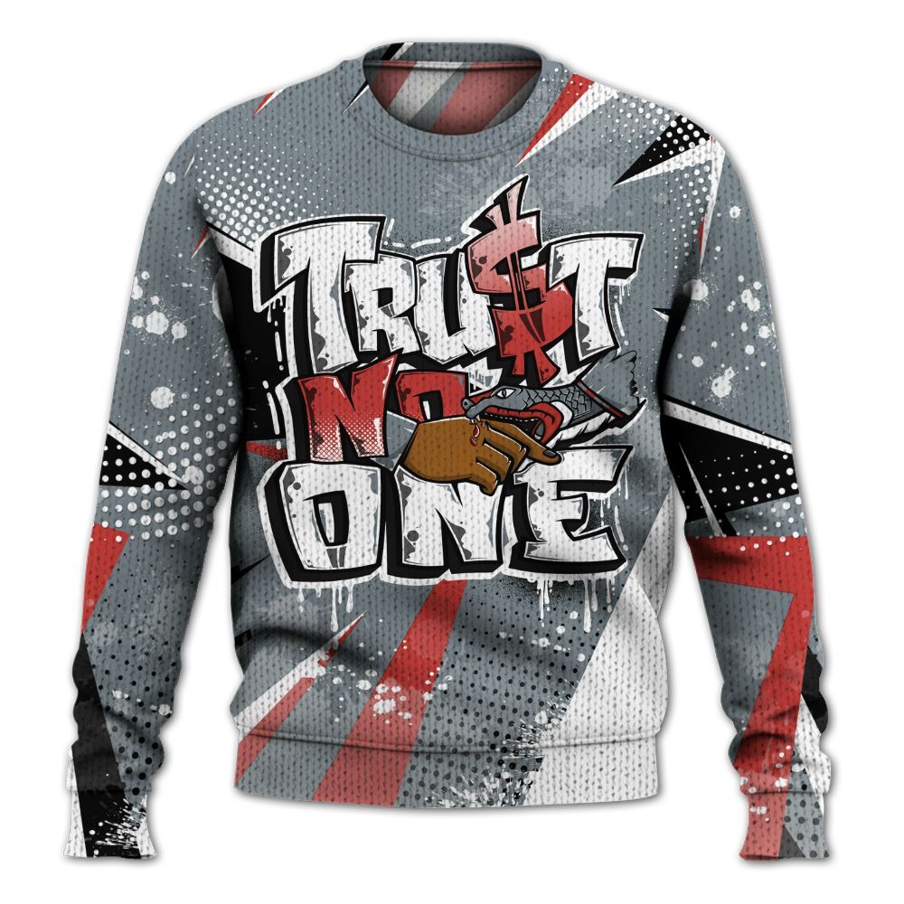 Knitted Sweater To Match Wolf Grey 13s - Poly Trust No One Dripping