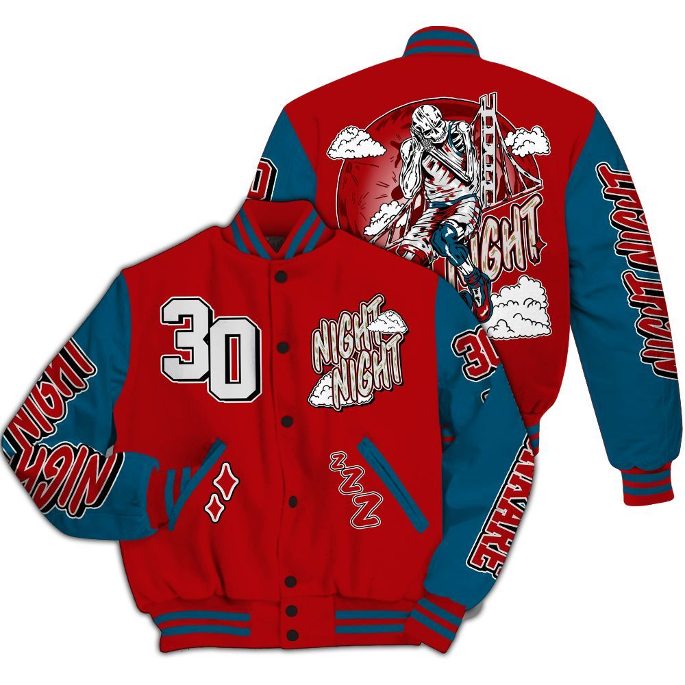 Varsity Jacket To Match OG Varsity Red 17s - Seeya Skeleton All Over Print