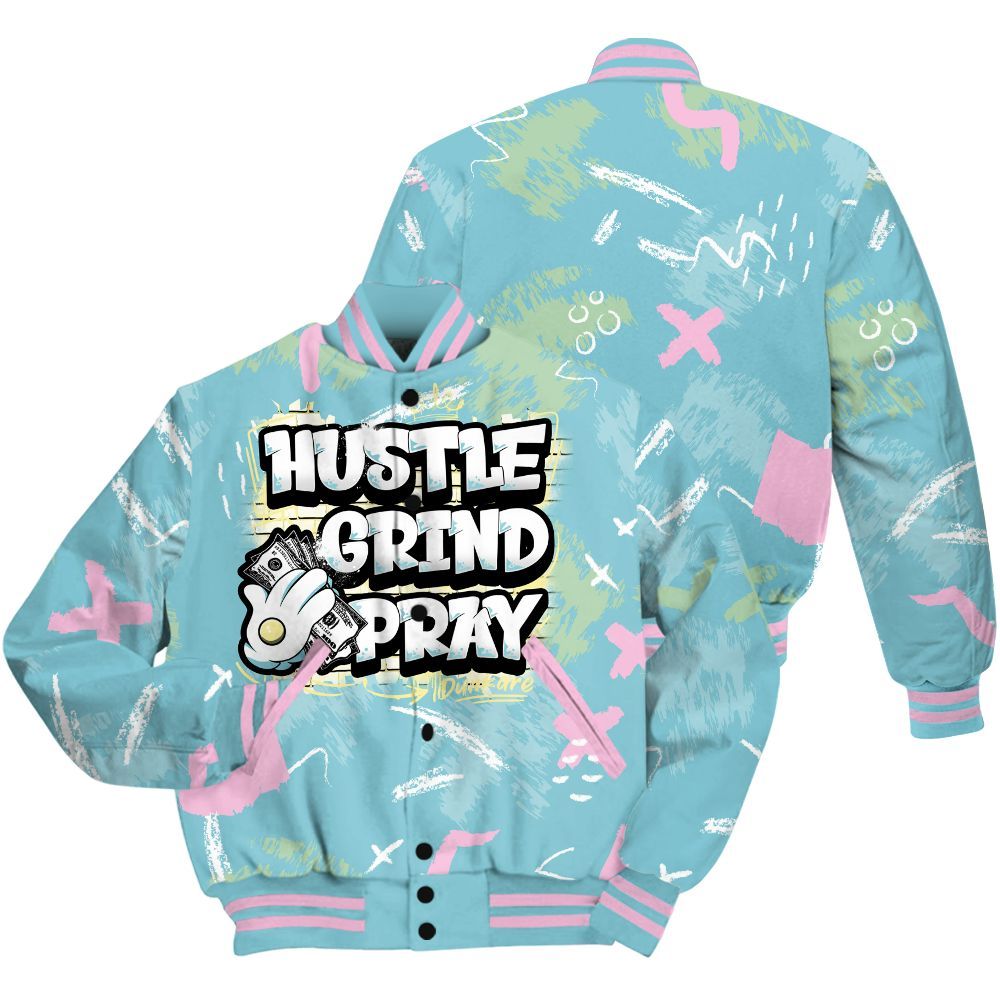 Varsity Jacket To Match SB Dunk Low Visty - Hustle Grind Pray Retro All Over Print