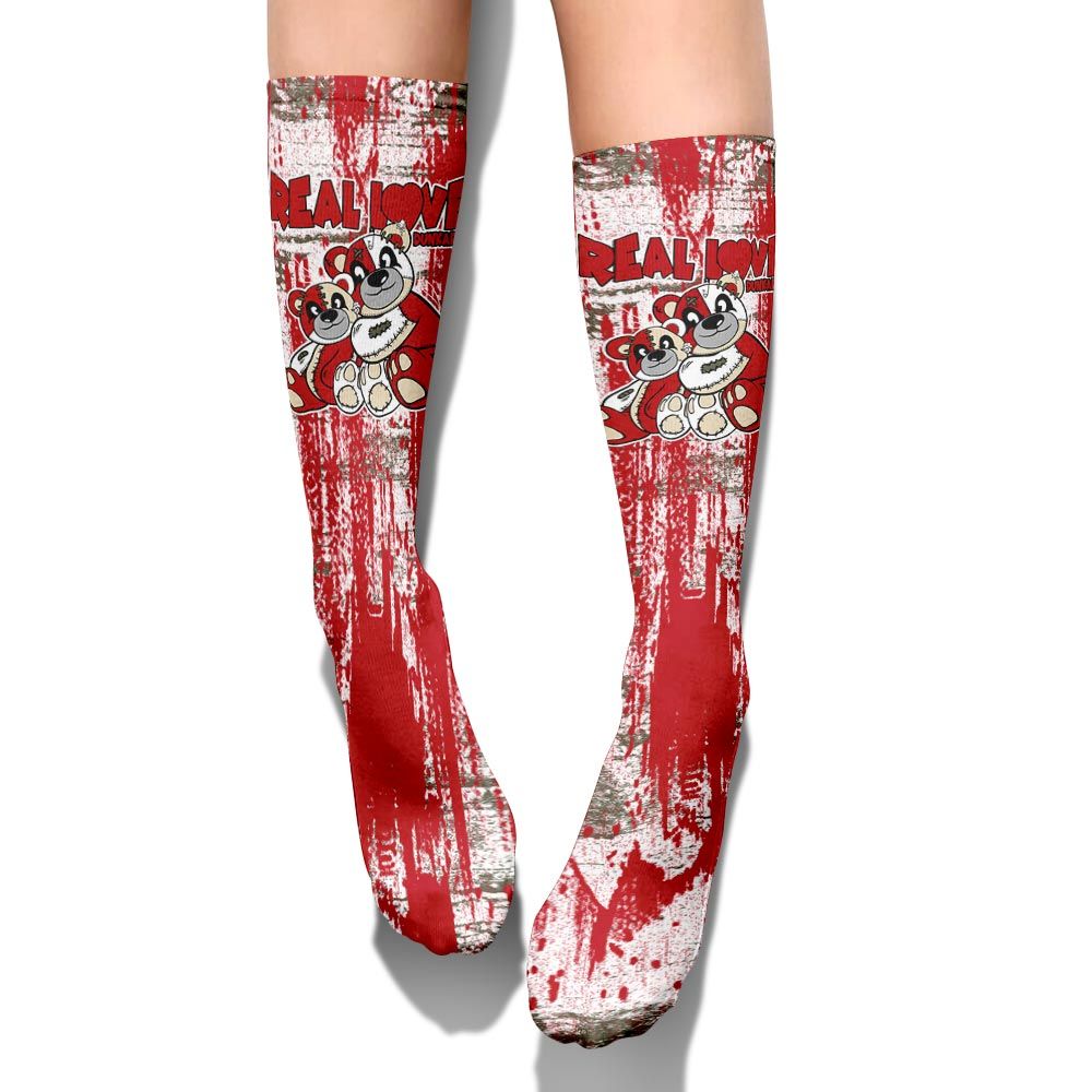 Sock To Match Ravis Scott Low OG Medium Olive 1s - Sincere Fondness Bear Graphic Unisex