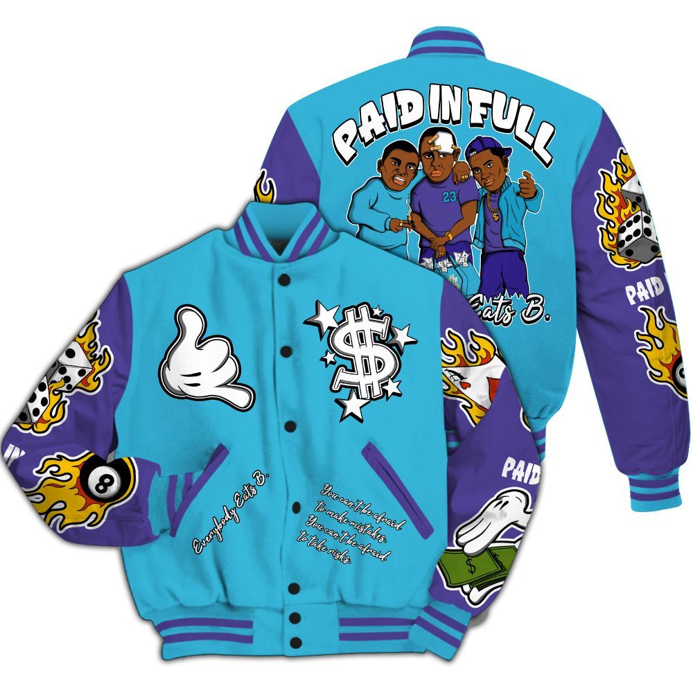 Varsity Jacket To Match Retro Aqua 6s - Everybody Paid In Full Graphic All Over Print