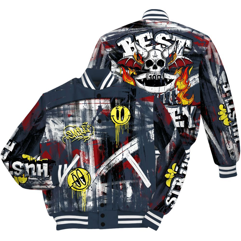 Varsity Jacket To Match Retro Olympic 6s - Money Skull Smile Fire All Over Print