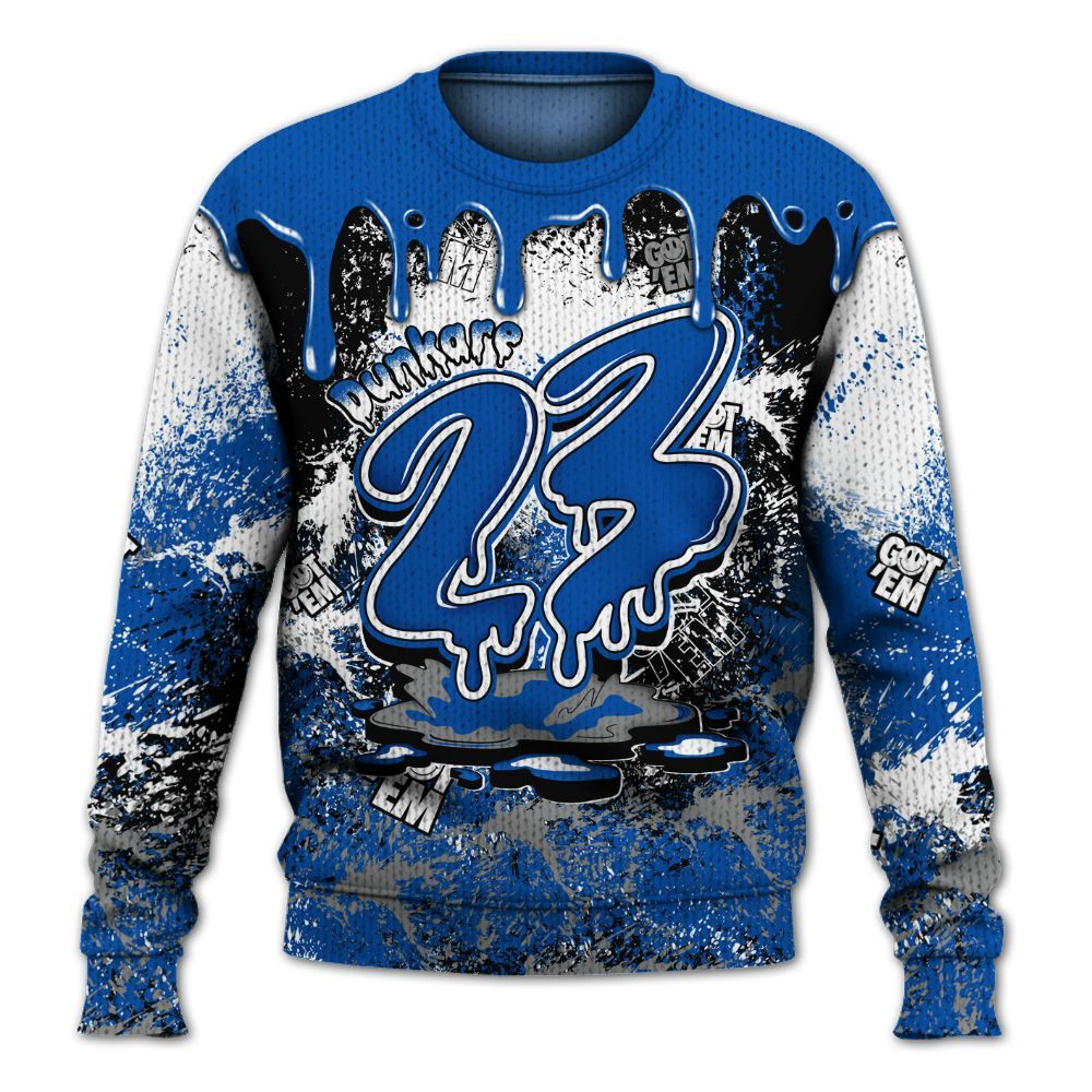 Knitted Sweater To Match Racer Blue 5s - Dripping 23 Drip