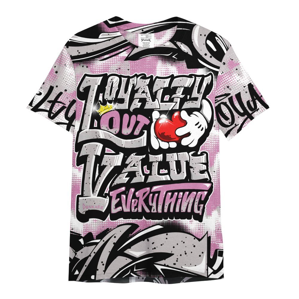 Shirt To Match Neutral Grey Black White Orchid 4s - Loyalty Out Value Graffiti All Over Print