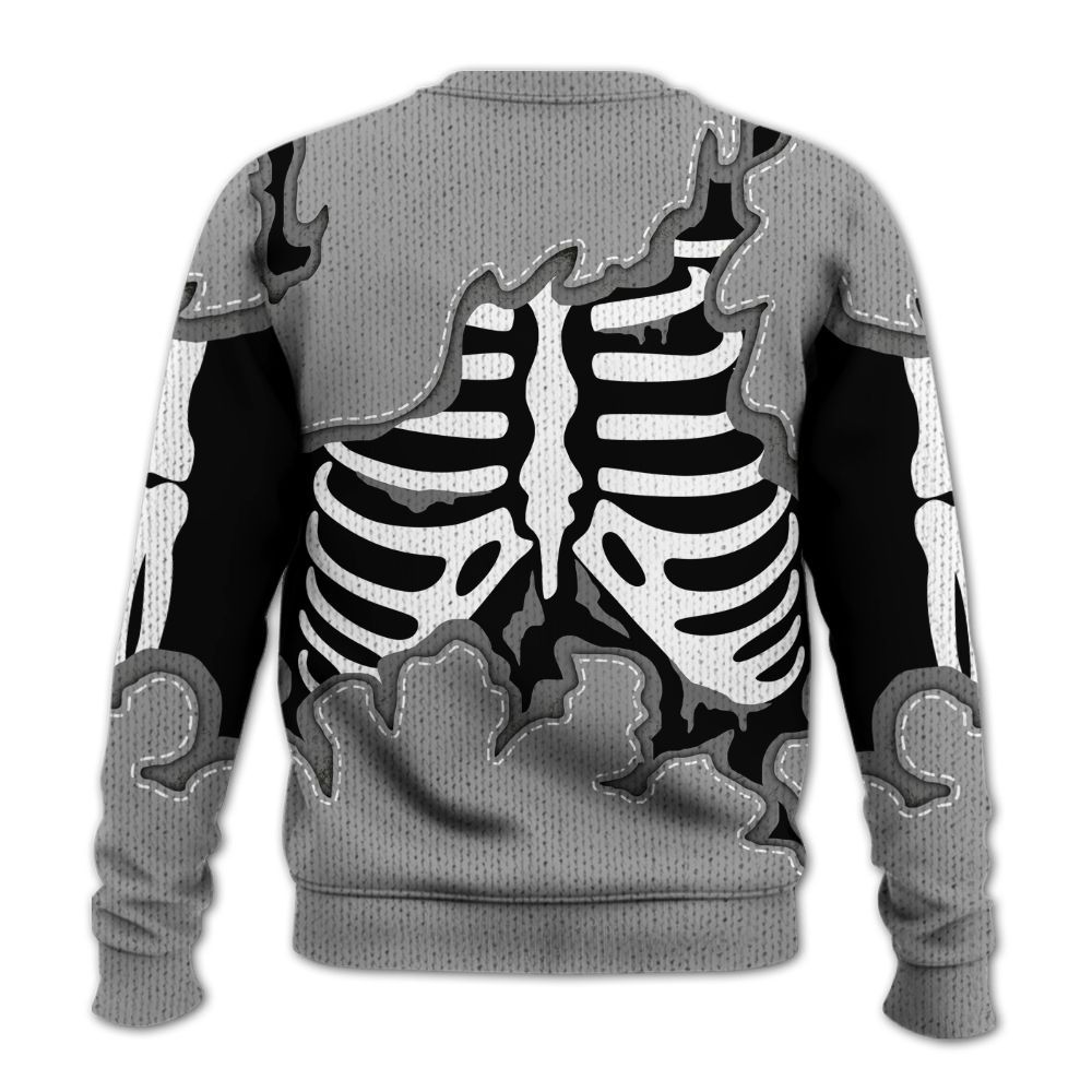 Knitted Sweater To Match Black Wolf Grey 12s - Skeleton Smiley Face