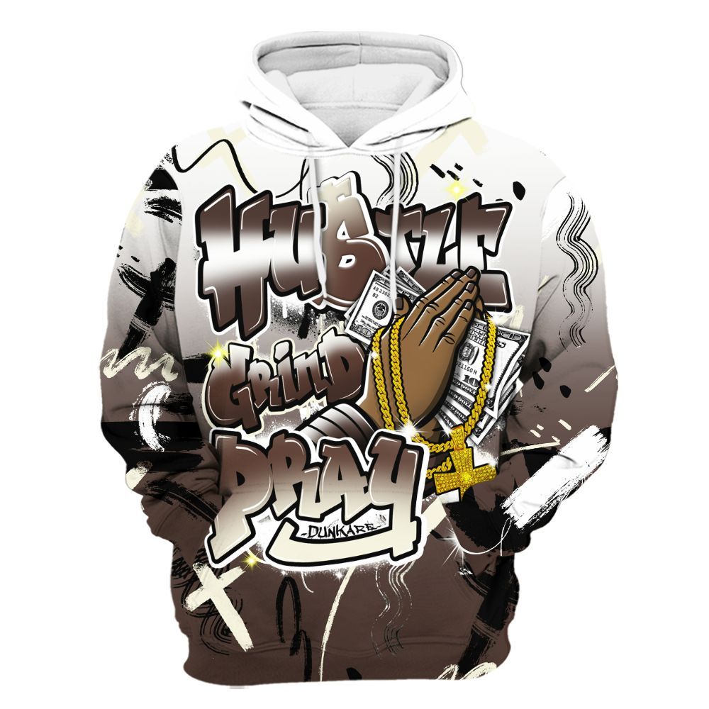 Hoodie To Match SoleFly Cafecito 12s - Money Hustle Grind Pray All Over Print