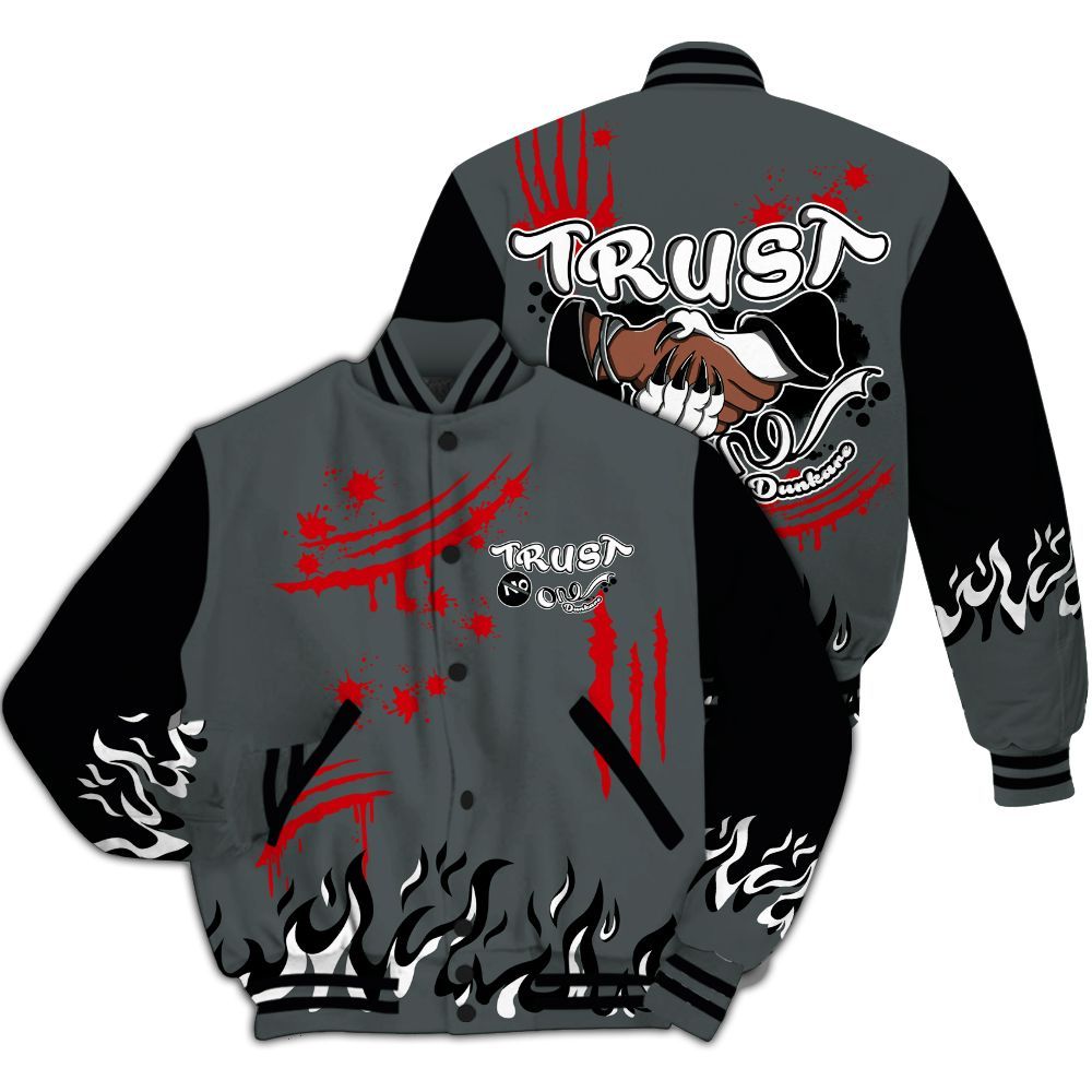 Varsity Jacket To Match Black RM Nigel Sylvester 4s - Graphic Trust No One All Over Print
