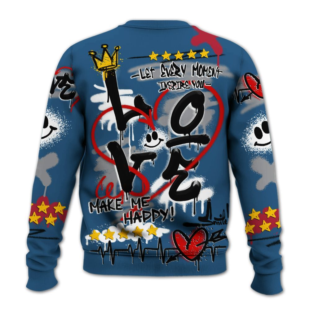 Sweatshirt To Match Rare Air 3s - Happy Love Beats Graffiti Streetwear All Over Print