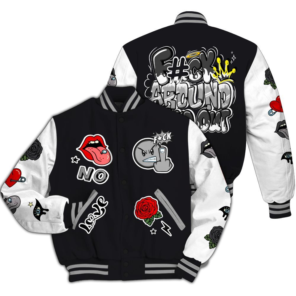 Varsity Jacket To Match White Thunder 4s - FK Around Find Out All Over Print