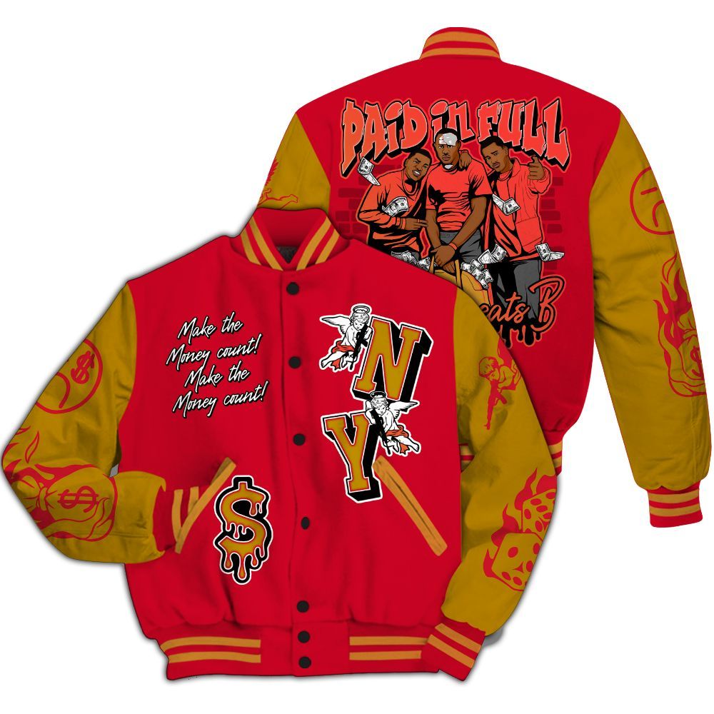 Varsity Jacket To Match Ja 3 Raptor - Paid In Full Money Graphic Varsity Jacket All Over Print