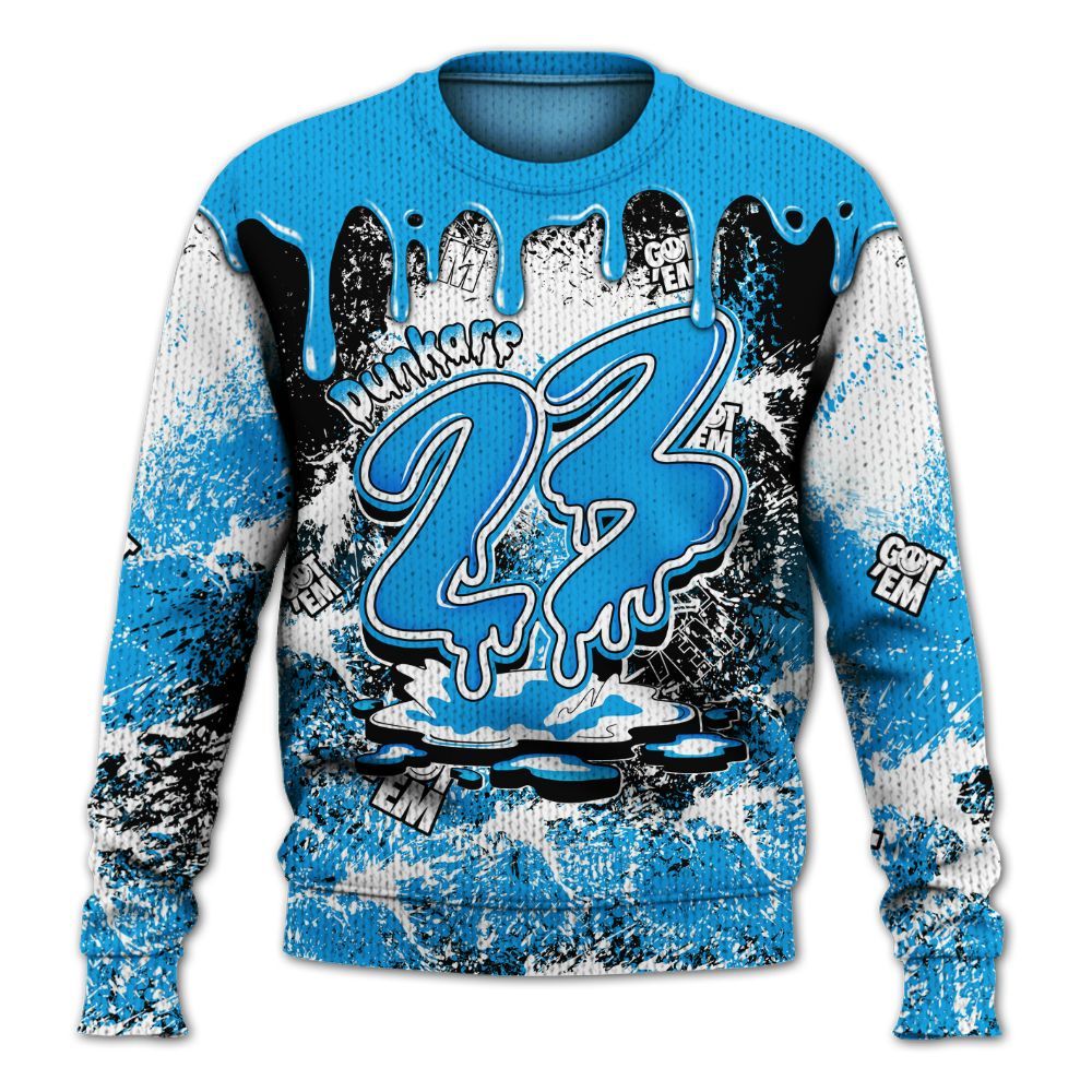 Knitted Sweater To Match Black University Blue 2022 13s - Dripping 23 Drip