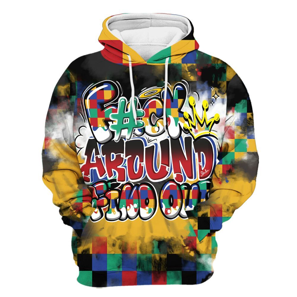 Hoodie To Match Air Rainbow Weave - Tie Dye FK Around Find Out All Over Print