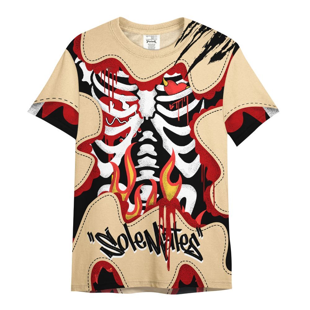 Shirt To Match Dunk Low Strawberry Waffle - Skeleton Burning Heart Drip All Over Print