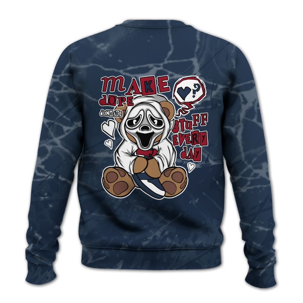 Sweatshirt To Match White Midnight Navy 6s - Make Dopes Bear Profound All Over Print