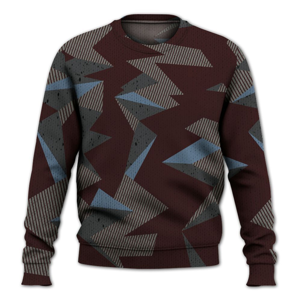 Knitted Sweater To Match Burgundy 5s - Geometric Camouflage Pattern