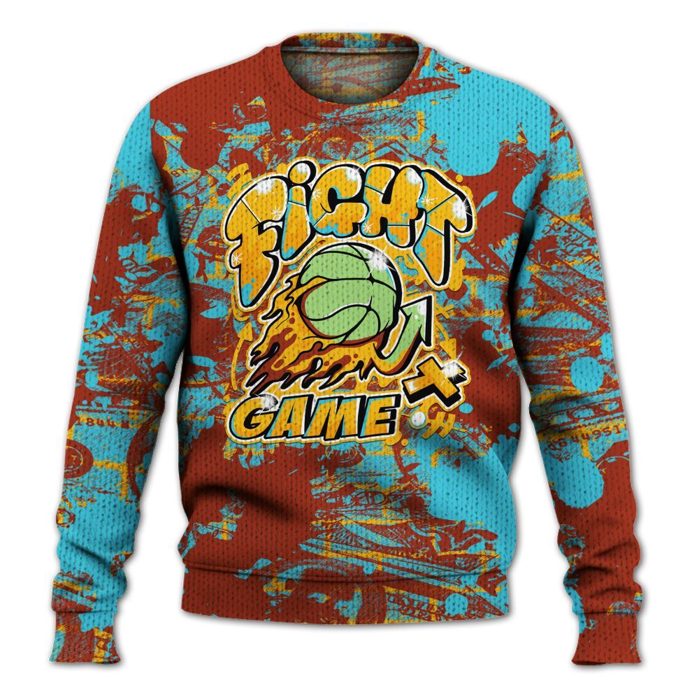 Knitted Sweater To Match SB Dunk Di'Orr Greenwood - Fighter Games Graphic Street Art