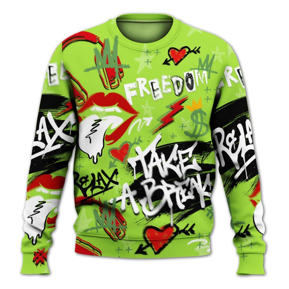 Sweatshirt To Match Kobe 6 SE Grinch - Take Break Freedom Graffiti Streetwear All Over Print