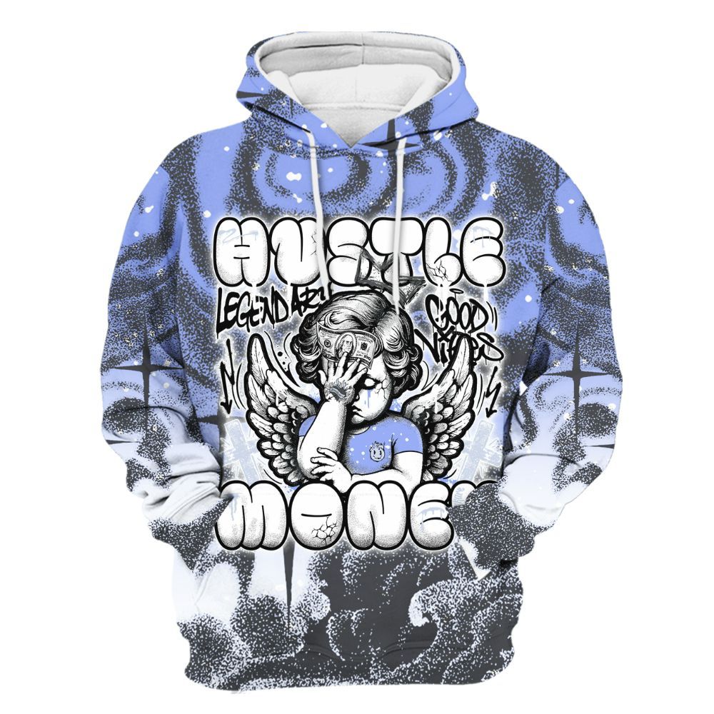 Hoodie To Match Retro Awake Racer Blue - Angel Hustle Money All Over Print