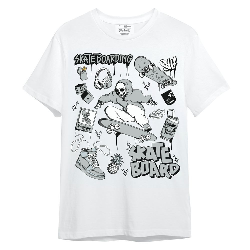 Shirt To Match Black Wolf Grey 12s - Doodle Skeleton Skateboard Unisex Shirt