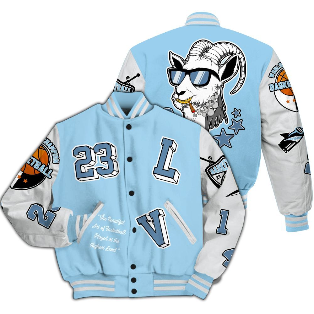 Varsity Jacket To Match Legend Blue 11s - The GOAT Got Em Streetwear All Over Print