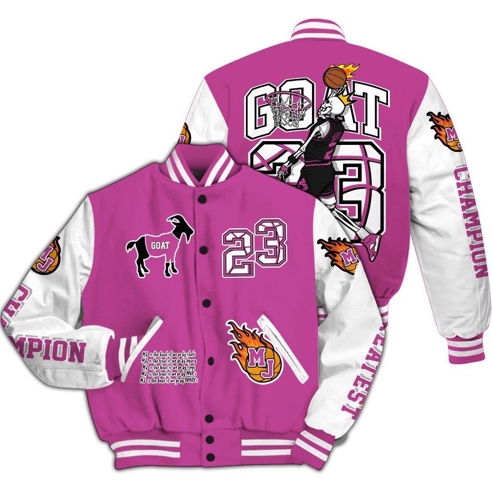 Varsity Jacket To Match Dunk Low Active Fuchsia - 23 G.0.A.T Jump Up Basketball All Over Print