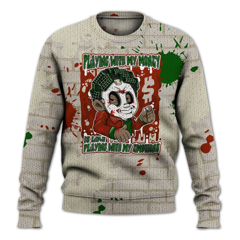 Knitted Sweater To Match El Grito 5s - Playing With My Money Graphic Halloween