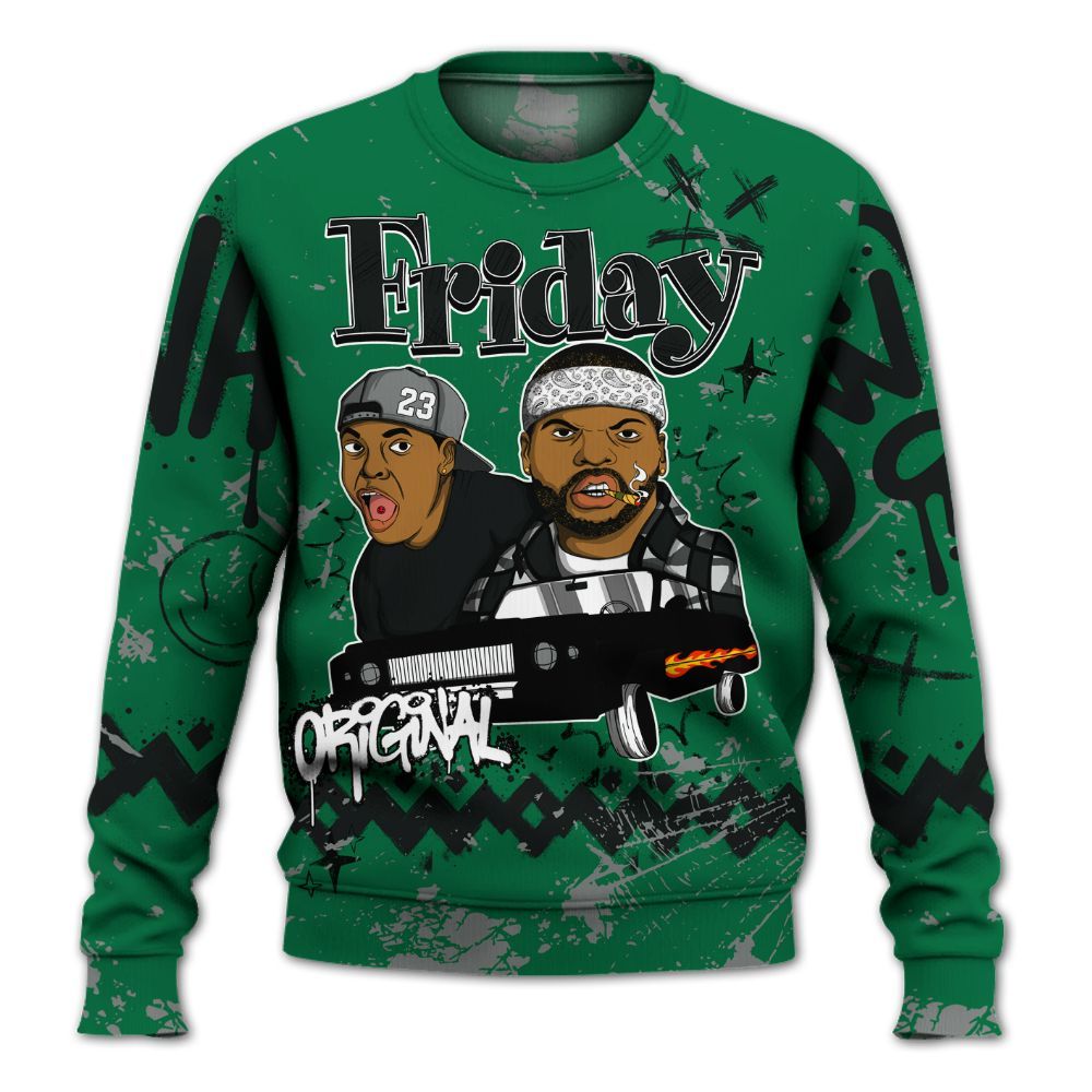 Sweatshirt To Match Pine Green 3s - Friday Sneaker Crayon All Over Print