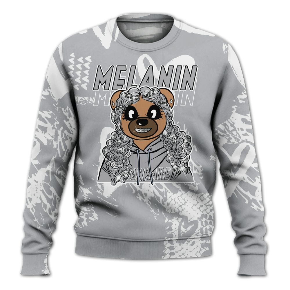 Sweatshirt To Match Low OG Wolf Grey 1s - Pigments Bear Heart Grunge All Over Print