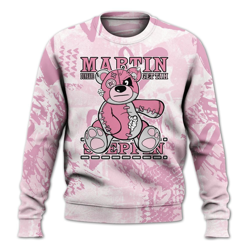 Sweatshirt To Match Orchid 4s - Tah Steppin Bear Heart Grunge All Over Print