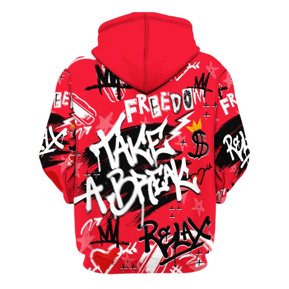 Hoodie To Match KD 18 Air Bakin - Take Break Freedom Graffiti Streetwear All Over Print