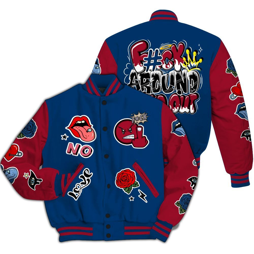 Varsity Jacket To Match Rare Air 4s - FK Around Find Out All Over Print