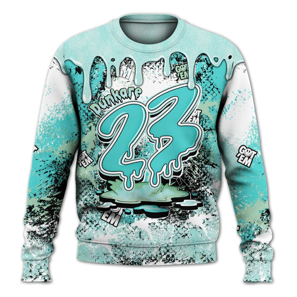 Sweatshirt To Match Low OG Washed Teal 1s - Dripping 23 Drip All Over Print