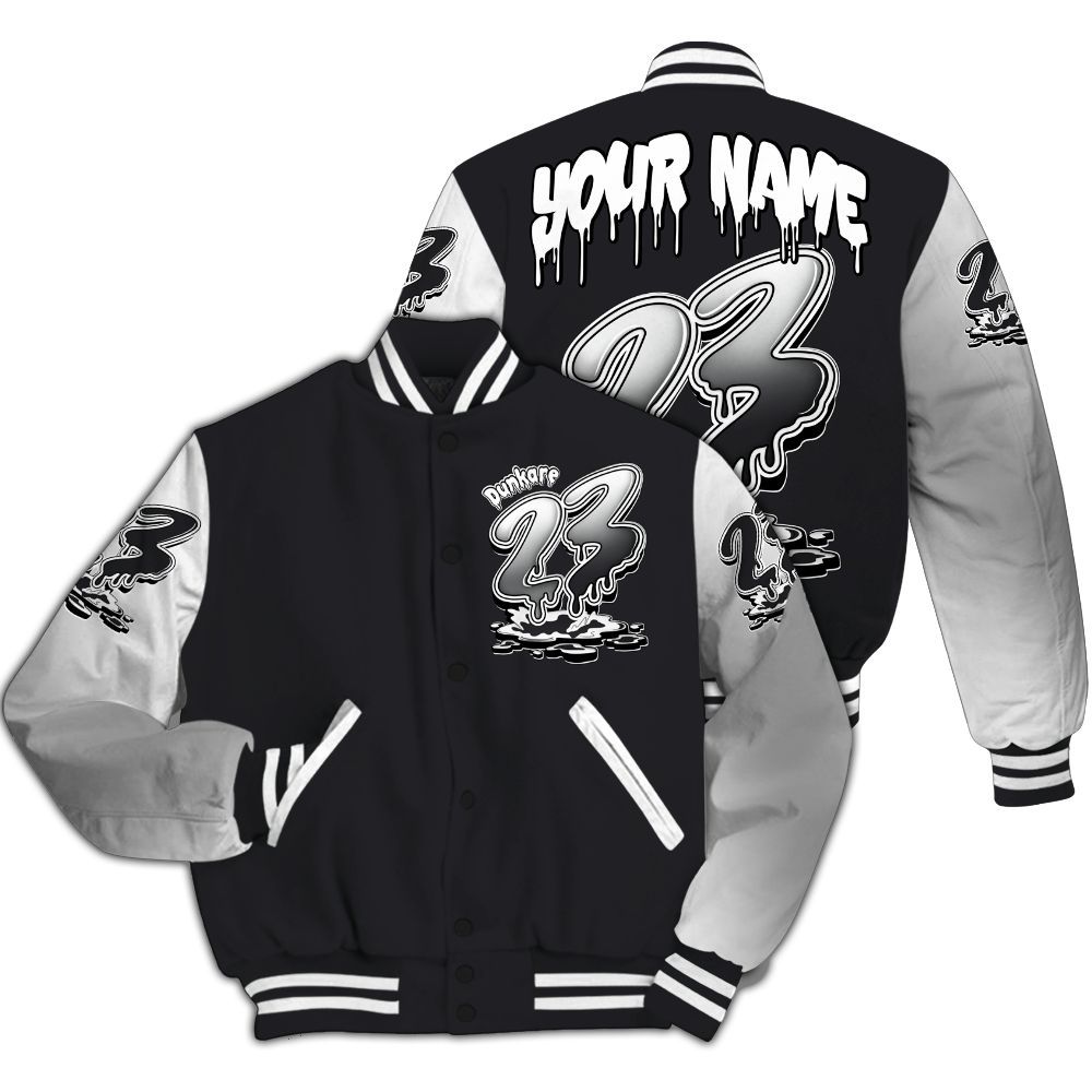 Varsity Jacket To Match Black Patent Low 17s - Custom Name 23 Drip All Over Print