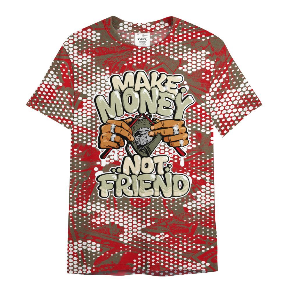 Shirt To Match Low OG Medium Olive 1s - Make Moneys Not Friend Graphic Banknotes All Over Print