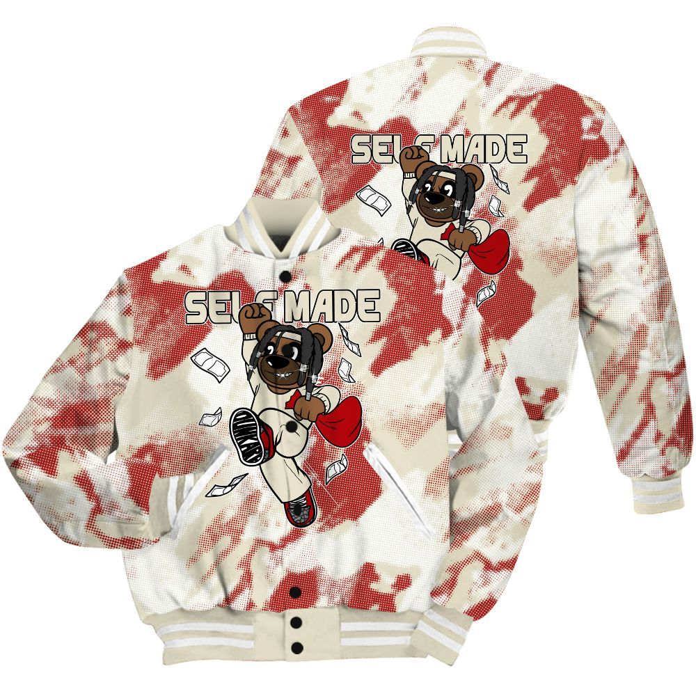 Varsity Jacket To Match Cement Grey 3s Shirt - Autonomous Bear Abstract Halftone All Over Print