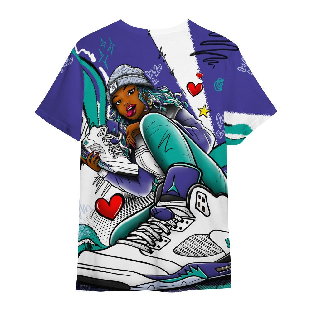 Shirt To Match Retro Grape 5s - Sneaker Girl With Shoes All Over Print