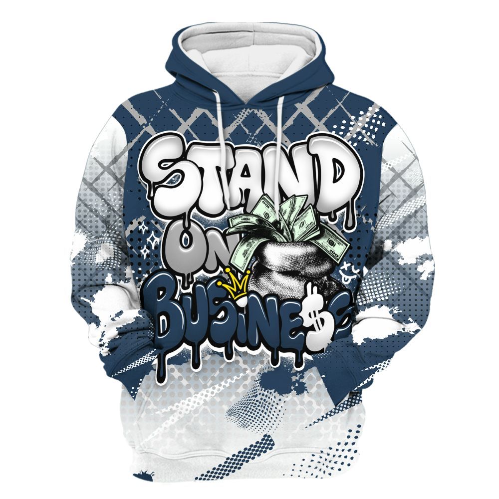 Hoodie To Match Retro French Blue 2025 12s - Halftone Stand Business Dripping All Over Print
